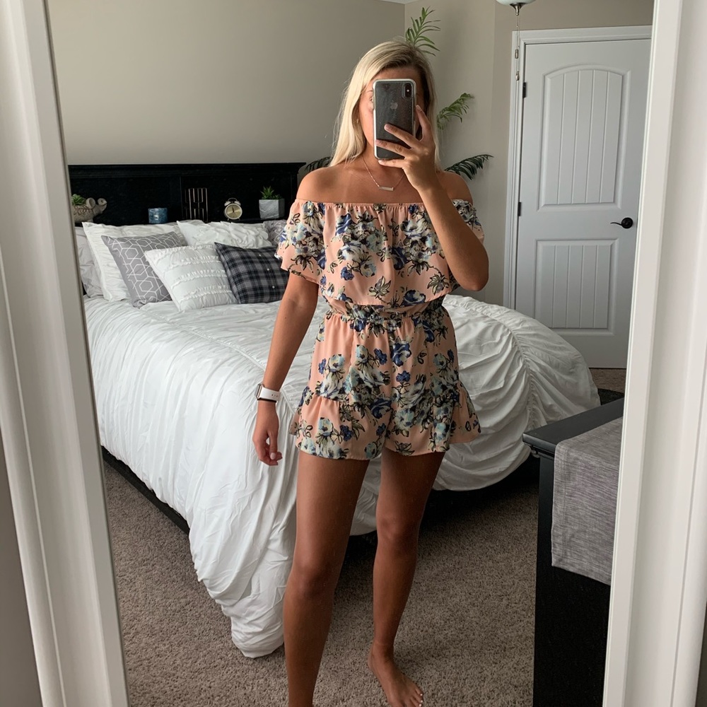 floral off the shoulder romper